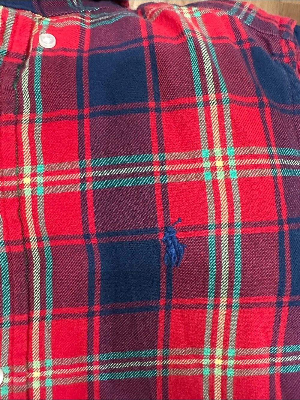 Ralph Lauren Red and Navy Plaid Button-Down Shirt